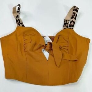 ANTHROPOLOGIE J.O.A. Chic Sexy Date Night Flirty Retro Pinup Leopard Bustier Top